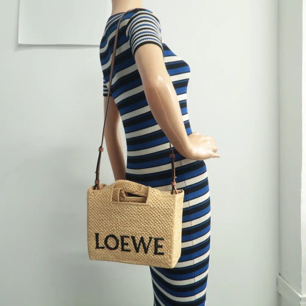 100% Authentic LOEWE Beige Straw Satchel 1318-082624 - Picture 12 of 12